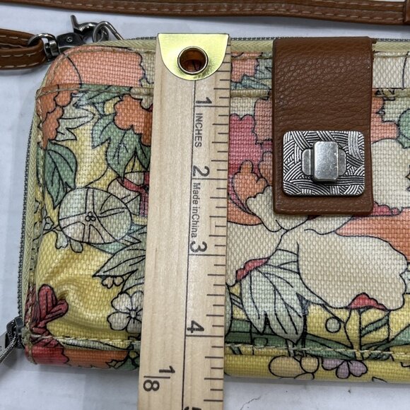 Crossbody Wallet  Crossbody Floral Retro Blossom Coated‎ Clutch Yellow Orange - Picture 4 of 10